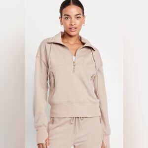old navy active half zip dynamic fleece women's pullover hoodie tan brown Medium
